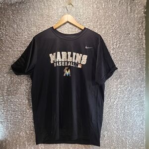 Nike Miami Marlins MLB Baseball Dri Fit Athletic Black T-Shirt Size XL #22